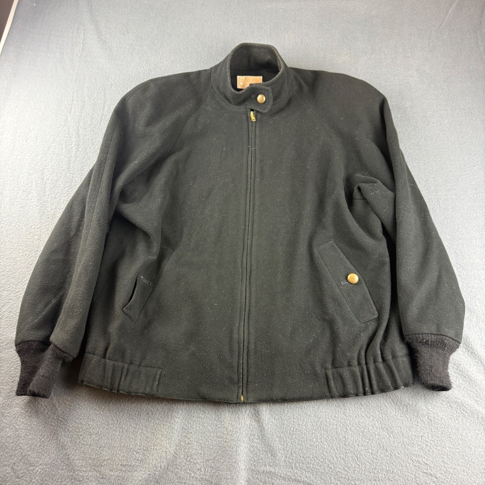 Vintage Pendleton Bomber Jacket Men's M Black Wool Lined YKK Zip 80s USA Wool